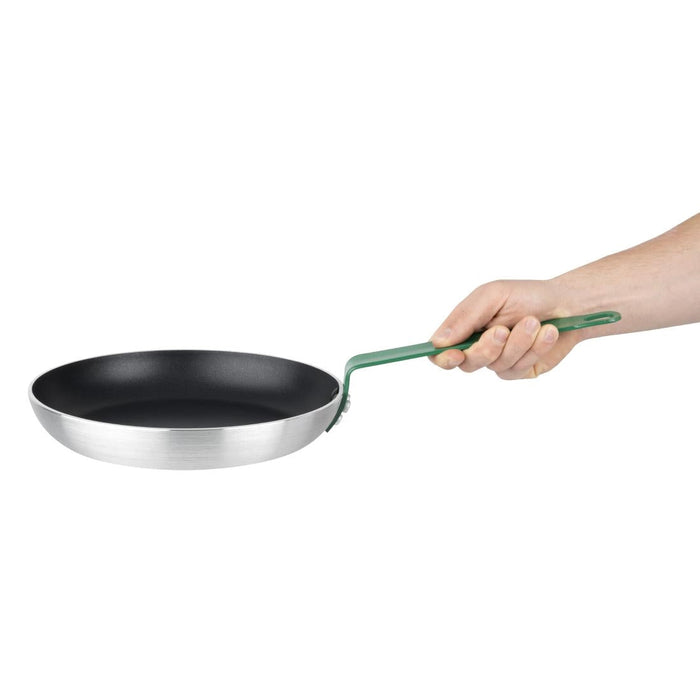 Hygiplas Aluminium Non-stick Teflon Platinum Plus Frying Pan Green Handle 28cm Hygiplas