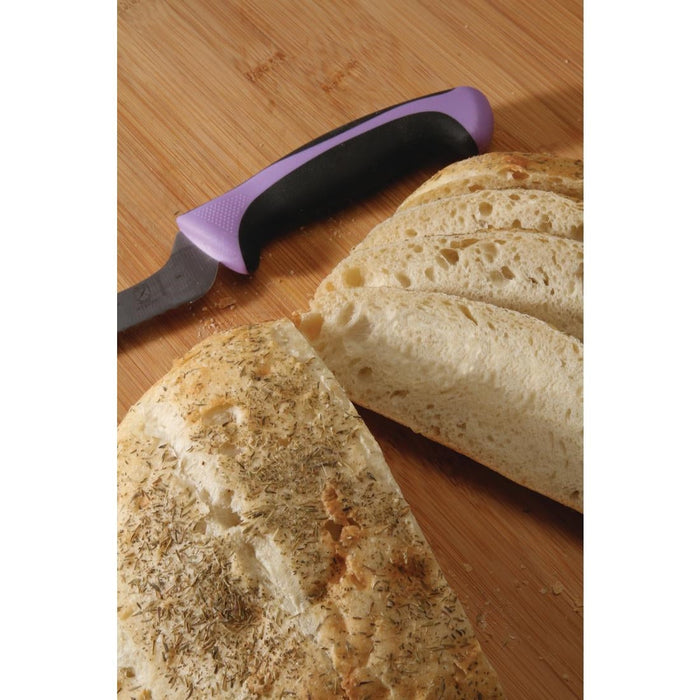 Mercer Millennia Culinary Allergen Safety Offset Serrated Bread Knife Purple 20.3cm Mercer Culinary