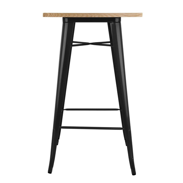 Bolero Bistro Bar Table with Wooden Top Black Bolero