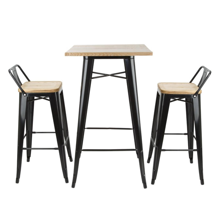 Bolero Bistro Bar Table with Wooden Top Black Bolero