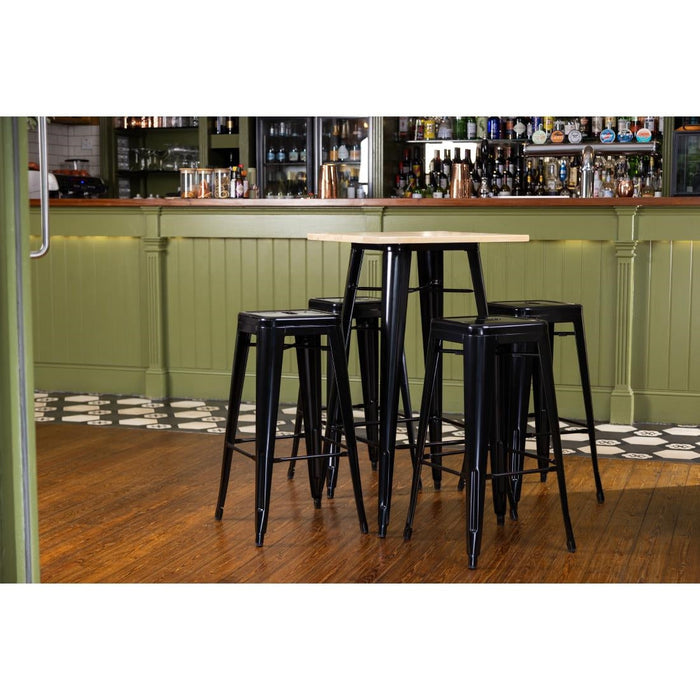 Bolero Bistro Bar Table with Wooden Top Black Bolero