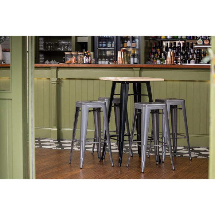 Bolero Bistro Bar Table with Wooden Top Black Bolero