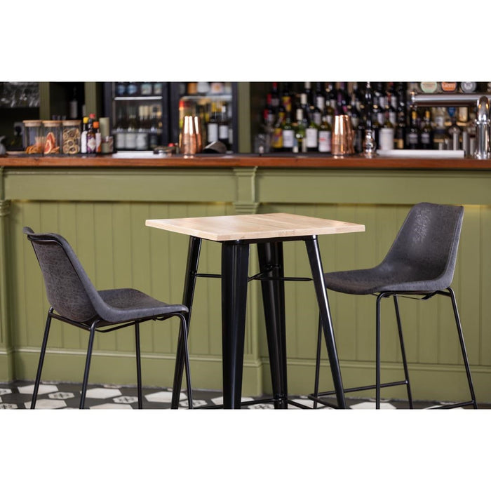 Bolero Bistro Bar Table with Wooden Top Black Bolero