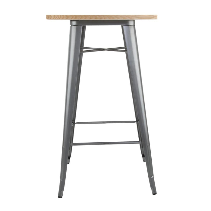 Bolero Bistro Bar Table with Wooden Top Gun Metal Bolero