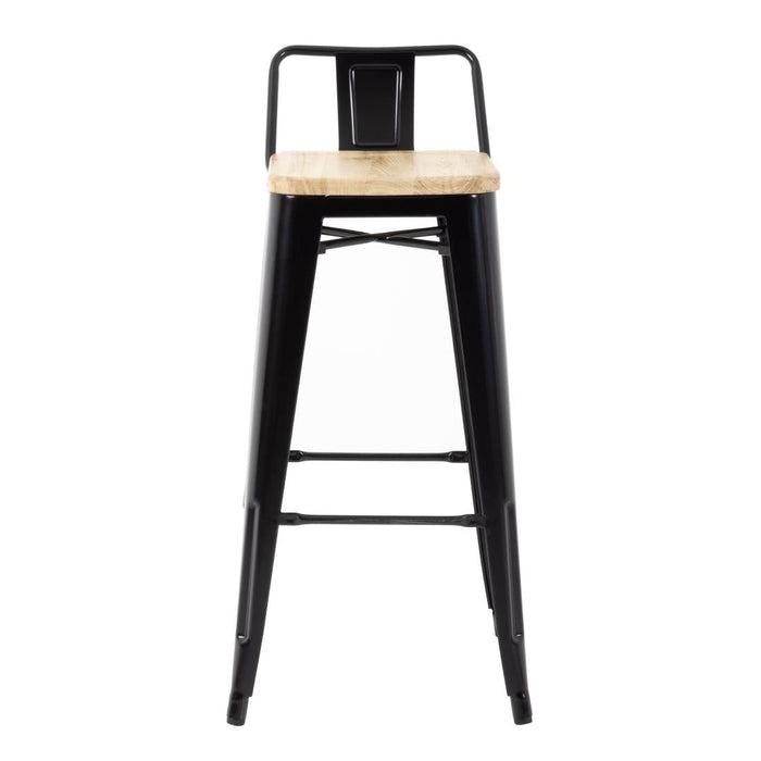 Bolero Bistro Backrest High Stools with Wooden Seat Pad Black (4 Pack) Bolero