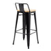 Bolero Bistro Backrest High Stools with Wooden Seat Pad Black (4 Pack) Bolero