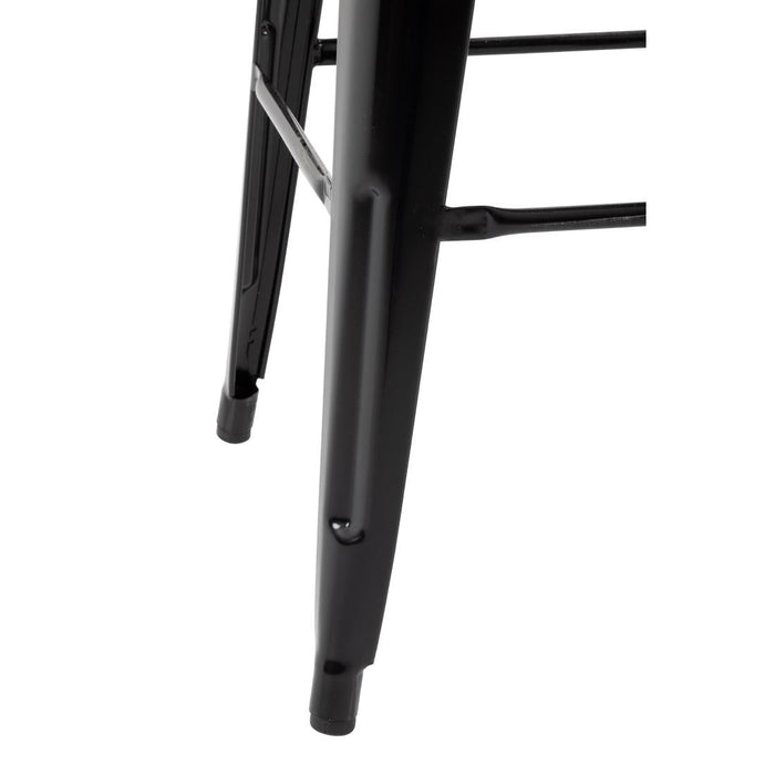 Bolero Bistro Backrest High Stools with Wooden Seat Pad Black (4 Pack) Bolero