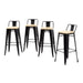 Bolero Bistro Backrest High Stools with Wooden Seat Pad Black (4 Pack) Bolero
