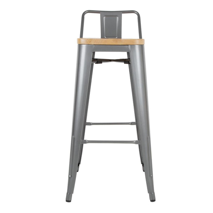 Bolero Bistro Backrest High Stools with Wooden Seat Pad Gun Metal (4 Pack) Bolero