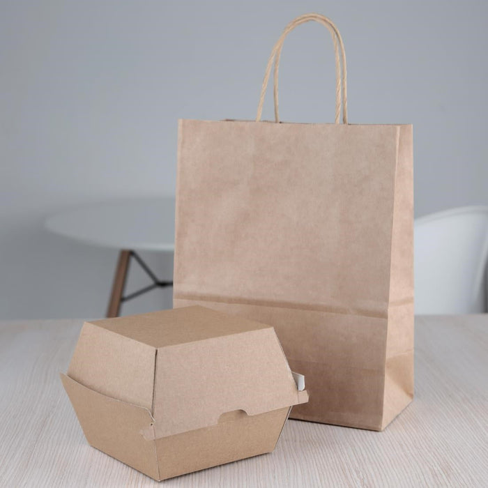 Fiesta Compostable Kraft Burger Boxes Large 112mm (150 Pack) Fiesta Compostable