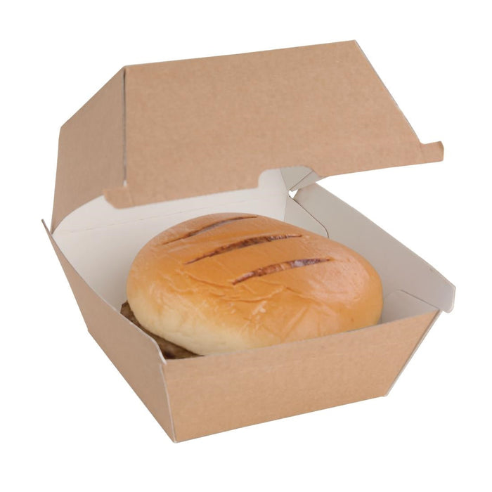 Fiesta Compostable Kraft Burger Boxes Large 112mm (150 Pack) Fiesta Compostable
