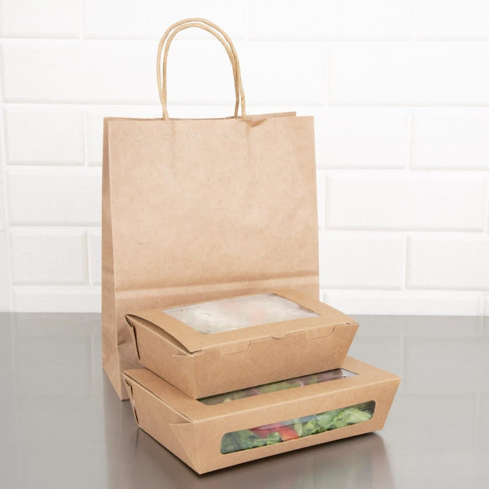 Fiesta Compostable Salad Boxes with PLA Windows 700ml (200 Pack) Fiesta Compostable