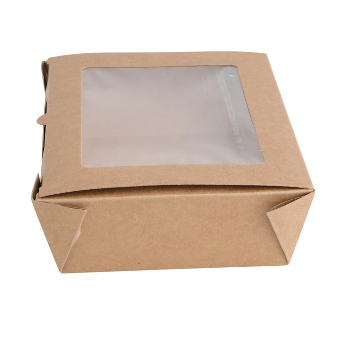 Fiesta Compostable Salad Boxes with PLA Windows 1200ml (200 Pack) Fiesta Compostable