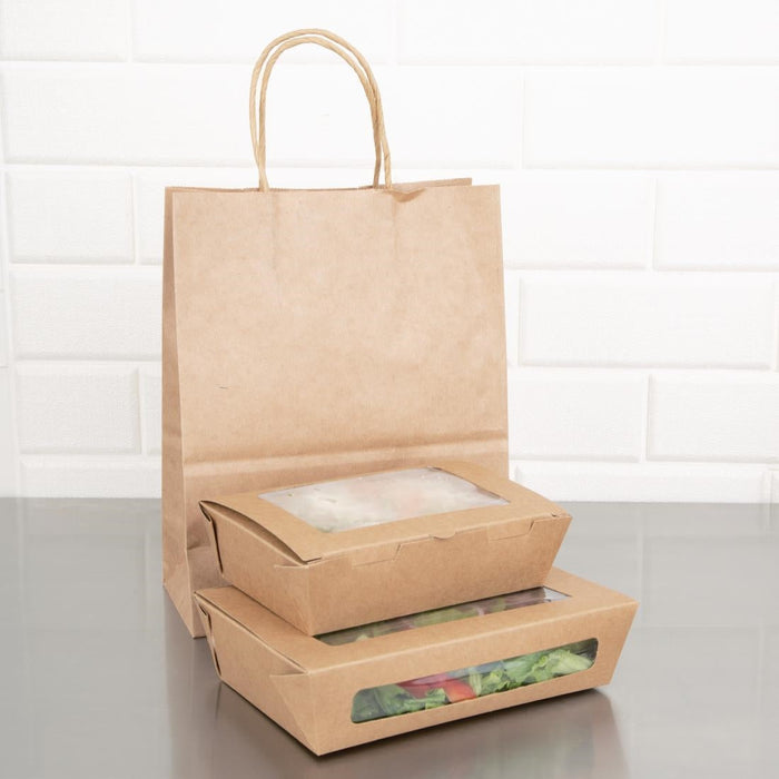 Fiesta Compostable Salad Boxes with PLA Windows 1200ml (200 Pack) Fiesta Compostable