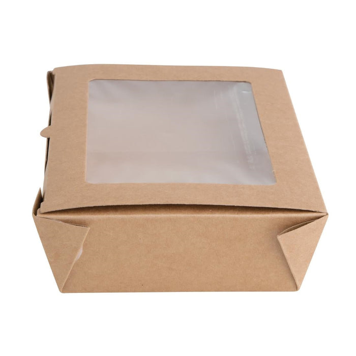 Fiesta Compostable Salad Boxes with PLA Windows 1600ml (200 Pack) Fiesta Compostable
