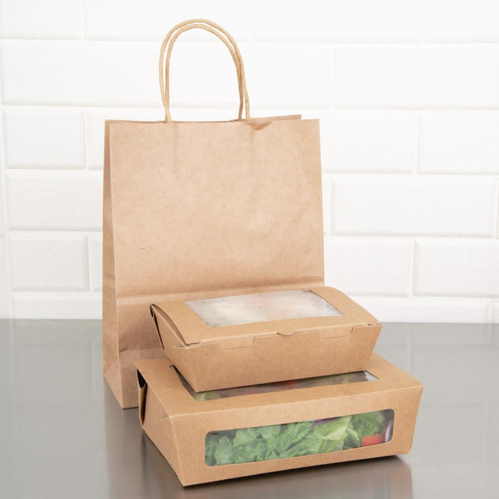 Fiesta Compostable Salad Boxes with PLA Windows 1600ml (200 Pack) Fiesta Compostable
