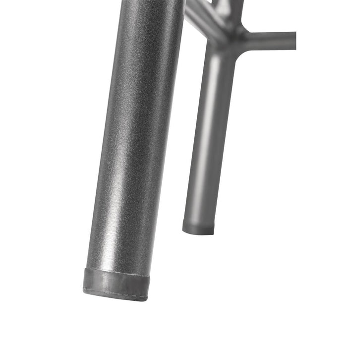 Bolero Cantina Low Stools with Wooden Seat Pad Metallic Grey (4 Pack) Bolero