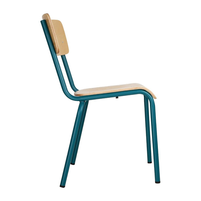 Bolero Cantina Side Chairs with Wooden Seat & Backrest Teal (4 Pack) Bolero