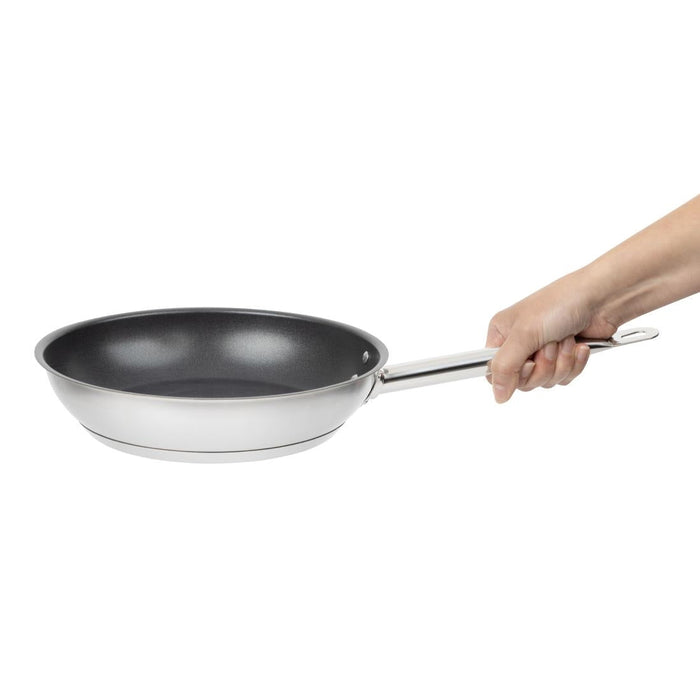 Vogue Stainless Steel Non-Stick Teflon Platinum Plus Frying Pan 24cm Vogue
