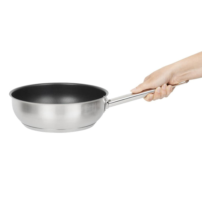 Vogue Stainless Steel Non-Stick Teflon Platinum Plus Sauté Pan 24cm Vogue
