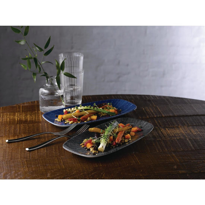 Churchill Studio Prints Agano Oblong Chefs Plates Black 355x 189mm (6 Pack) Churchill