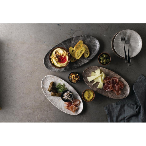 Churchill Studio Prints Stone Chefs Plates Zircon Brown 347 x 173mm (6 Pack) Churchill