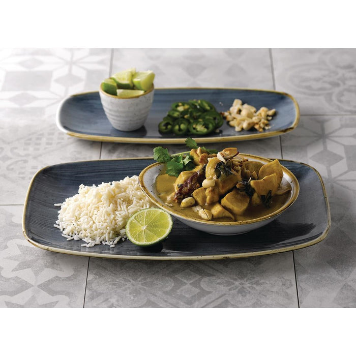 Churchill Stonecast No. 9 Oblong Chefs Plates 355 x 245mm Blueberry (6 Pack) Churchill