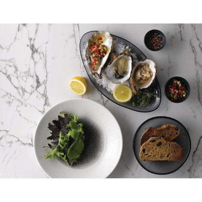 Churchill Bamboo Centre Print Deep Coupe Plates Quartz Black 255mm (12 Pack) Churchill