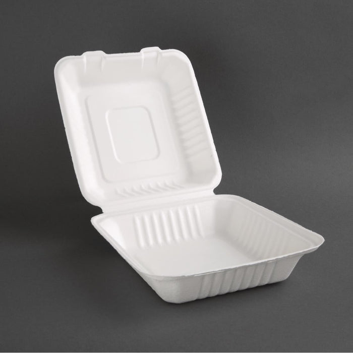 Fiesta Compostable Bagasse Hinged Food Containers 223mm (200 Pack) Fiesta Compostable