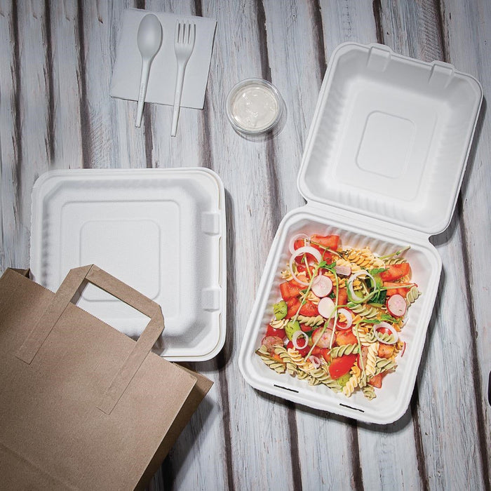Fiesta Compostable Bagasse Hinged Food Containers 223mm (200 Pack) Fiesta Compostable