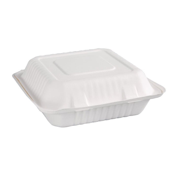 Fiesta Compostable Bagasse Hinged Food Containers 236mm (200 Pack) Fiesta Compostable
