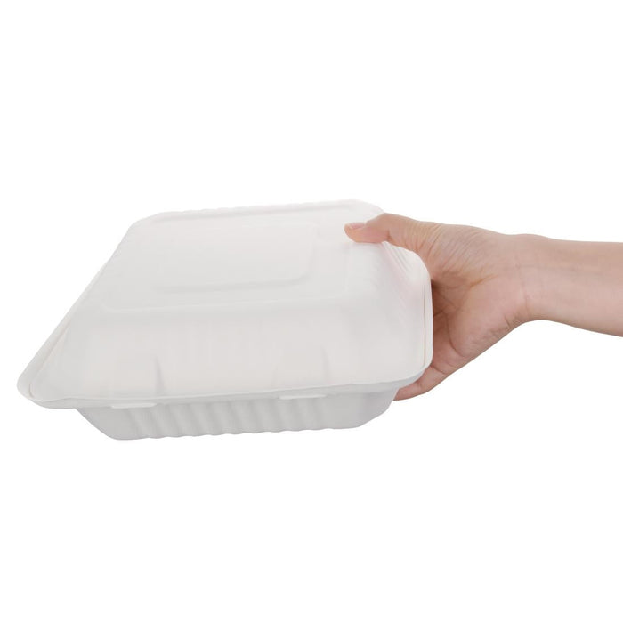 Fiesta Compostable Bagasse Hinged Food Containers 236mm (200 Pack) Fiesta Compostable