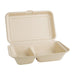 Fiesta Compostable Bagasse Two-Compartment Hinged Food Containers Natural Colour 253mm (200 Pack) Fiesta Compostable