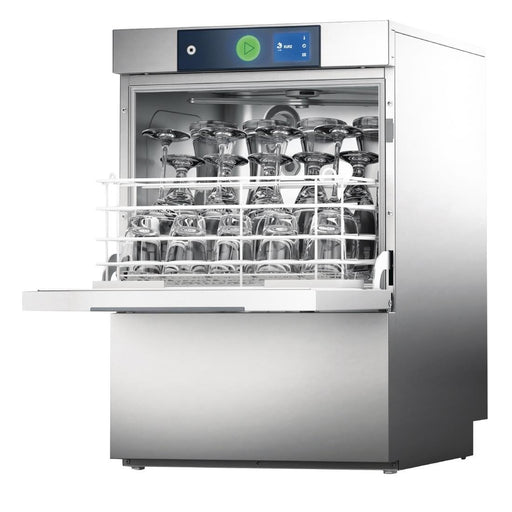 400x400 basket. Up to 48 racks/hr. 1 or 3 phase hardwired. With water softener and drain pump