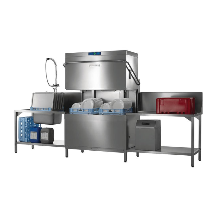 2x 500x500mm baskets. Up to 120 racks/hr. Drain pump. 3 phase hardwired