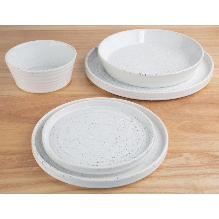 Olympia Cavolo Flat Round Plates White Speckle 270mm (4 Pack) Olympia
