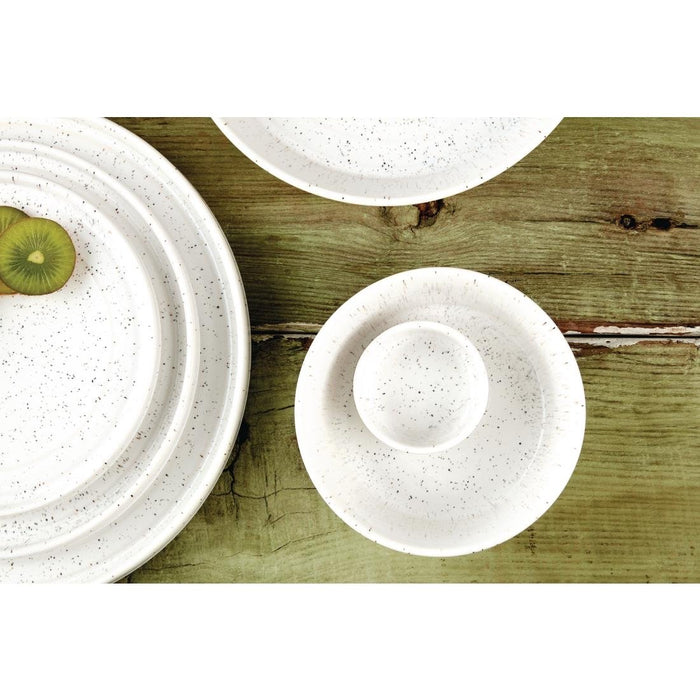 Olympia Cavolo Flat Round Plates White Speckle 180mm (6 Pack) Olympia