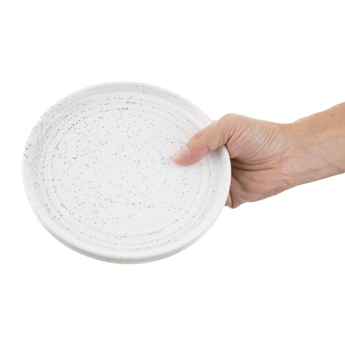 Olympia Cavolo Flat Round Plates White Speckle 180mm (6 Pack) Olympia