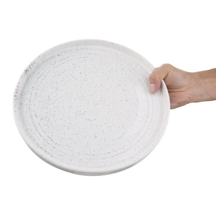 Olympia Cavolo Flat Round Plates White Speckle 270mm (4 Pack) Olympia