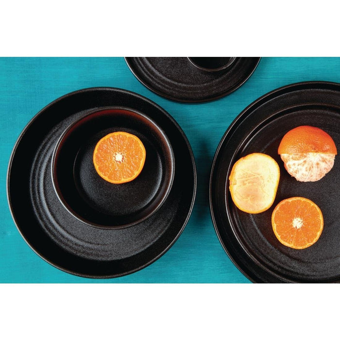 Olympia Cavolo Flat Round Plates Textured Black 220mm (6 Pack) Olympia