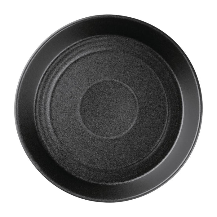 Olympia Cavolo Flat Round Bowls Textured Black 220mm (4 Pack) Olympia