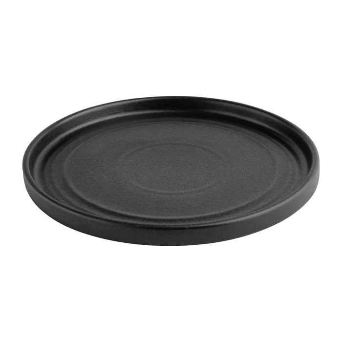 Olympia Cavolo Flat Round Plates Textured Black 180mm (6 Pack) Olympia