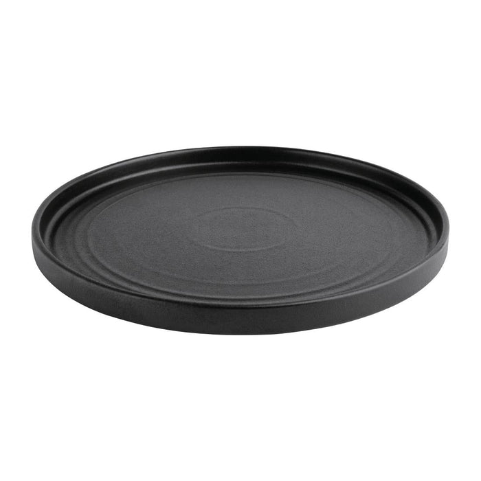 Olympia Cavolo Flat Round Plates Textured Black 270mm (4 Pack) Olympia