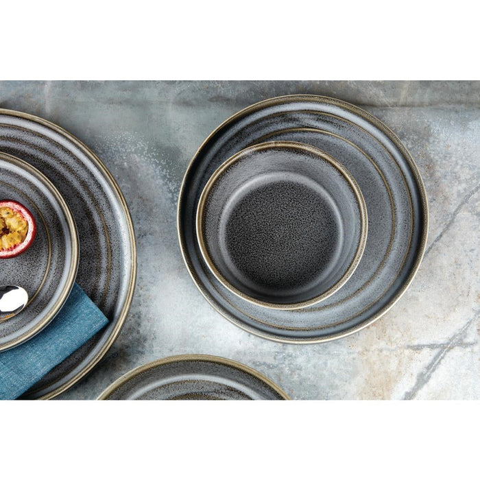 Olympia Cavolo Flat Round Bowls Charcoal Dusk 143mm (6 Pack) Olympia