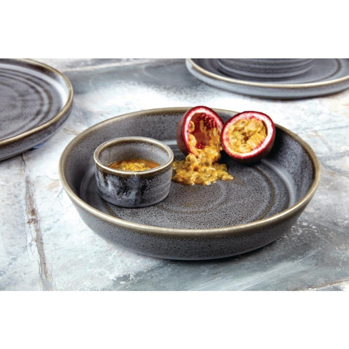 Olympia Cavolo Flat Round Bowls Charcoal Dusk 220mm (4 Pack) Olympia
