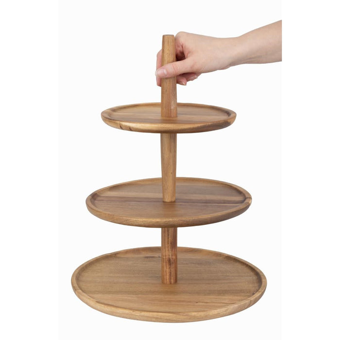 Olympia Acacia 3-Tier Stand 305(Ø) x 395(H)mm Olympia