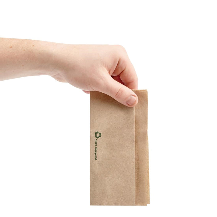 Fiesta Recyclable Recycled Lunch Napkin Kraft 32x30cm 1ply Dispenser Fold (6000 Pack) Fiesta Recyclable