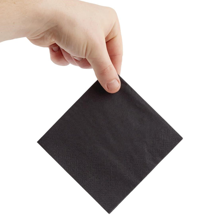Fiesta Recyclable Cocktail Napkin Black 24x24cm 2ply 1/4 Fold (4000 Pack) Fiesta Recyclable