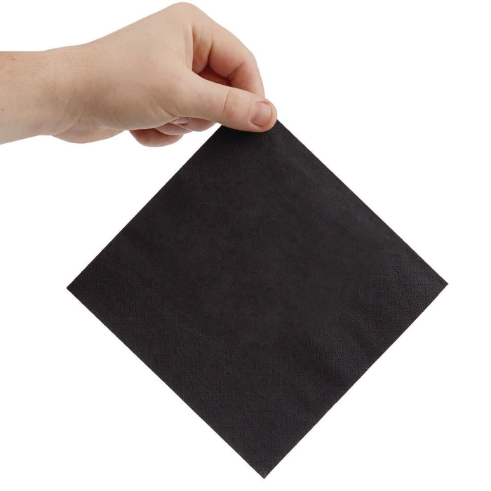 Fiesta Recyclable Lunch Napkin Black 33x33cm 2ply 1/4 Fold (2000 Pack) Fiesta Recyclable