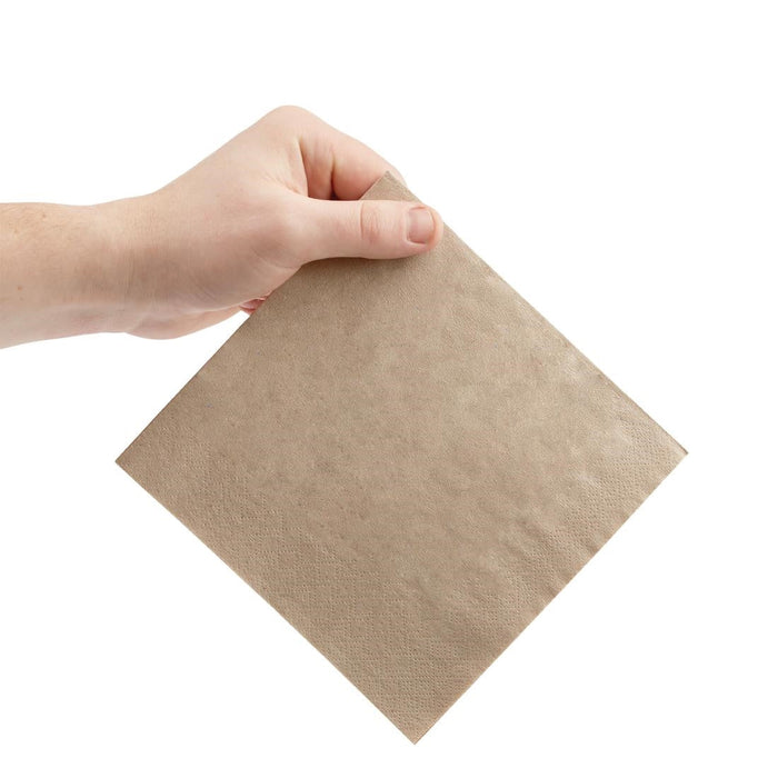 Fiesta Recyclable Recycled Lunch Napkin Kraft 33x33cm 2ply 1/4 Fold (2000 Pack) Fiesta Recyclable